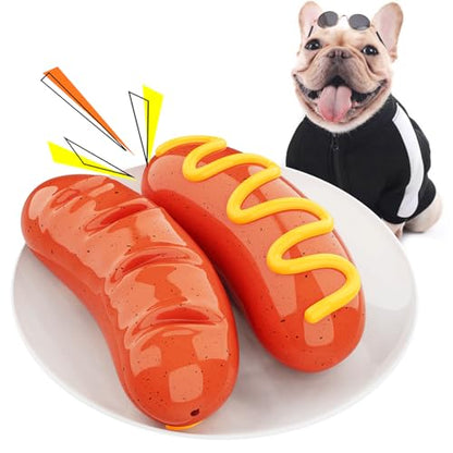 TLKNG Large Size Hotdog Squeaky Dog Toy for Medium/Large Dogs Breed Aggressive Chewers Durable Bouncy Squeak Toys