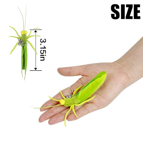 TTcat Feather Toys, 3 Pcs Simulation Insects Grasshopper Refills, Cat Toys Replacement Feathers for Cat Kitten Wand. - color: 3Pcs (Grasshoppers)