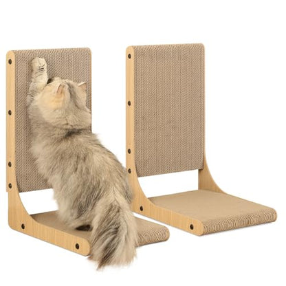 Zakkart 2-Pack Cat Scratching Board, 19.7'' Tall Cardboard L Shape Vertical Cat Scratchers for Indoor Cats, Cat Scratching Post for Wall and Couch, Medium - size: Medium 2PC (19.7'' tall)