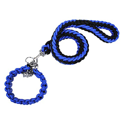 Love Dream Dog Collar and Leash Set, Heavy Duty Nylon Braided Rope Strong 4 FT Dog Leash and Martingale Training Collar for Small Medium Large Dogs Training and Walking (Blue & Black) - color: Blue & Black, size: Medium (Thick 1.5cm)