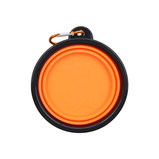 Collapsible Dog Bowls with Bottle Carrier, 1 Pack Travel Dog Water Bowl Upgraded Carabiner, One-Piece Molded Rim No Fall Off or Crack, Foldable Silicone Portable for Pets Walking Hiking 12oz,(Orange) - color: Orange