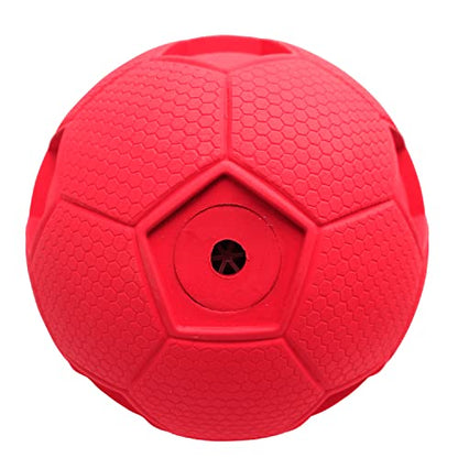 Nerf Dog Soccer Ball Dog Toy with Interactive Squeaker, Lightweight, Durable and Water Resistant, 4 Inches, for Medium/Large Breeds, Single Unit, Red - color: Red, size: 4-inches