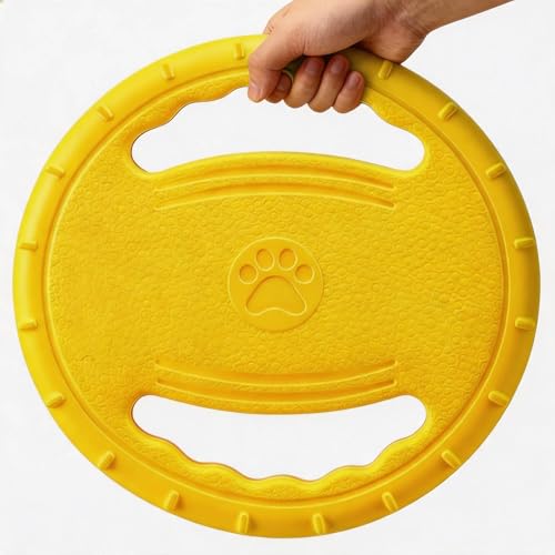 Dog Flying Disc, Durable Soft EVA Flying Ring for Aggressive Chewers, Interactive Fetch & Training Toy, Floats in Water, Safe on Teeth & Gums, Beach Pool Play (Yellow) - color: Yellow