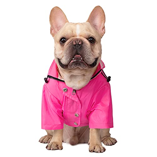 HDE Dog Raincoat Poncho Double Layer Zip Rain Jacket with Removable Hood, Leash Hole for Small to 3XL Dogs and Puppies Pink - M - color: Pink, size: Medium