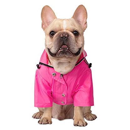 HDE Dog Raincoat Poncho Double Layer Zip Rain Jacket with Removable Hood, Leash Hole for Small to 3XL Dogs and Puppies Pink - L - color: Pink, size: Large