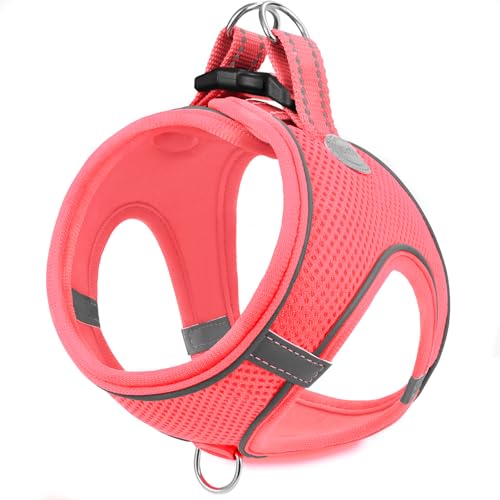 Joytale Small Dog Harness, Breathable Mesh Step-in Vest, Reflective Soft Padded Harnesses for Cats and Puppies Dogs, Pink, XXXS - color: Pink, size: XXXS--Chest: 10.5-12''