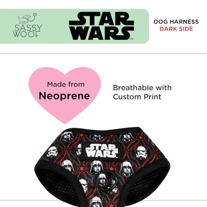 Sassy Woof Dog Adjustable Harness - Star Wars™ The Dark Side - XS, Breathable Mesh, No Pull Design with Two D-Rings, Patented Design, Perfect for Small Dogs and Puppies - size: X-Small, style: Harness