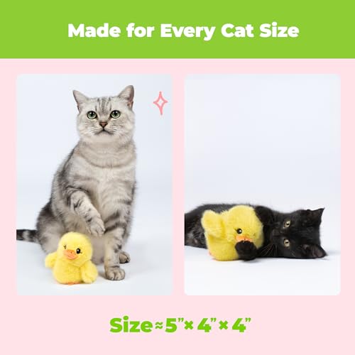 Catify Best Pet Supplies Flapping Duckling, Chick & Bird Cat Toy - Motion-Activated Wings, Realistic Chirps, Catnip-Infused Plush, USB-Rechargeable Indoor Cats & Kittens, Self-Play Enrichment - Yellow - color: Duckling Yellow