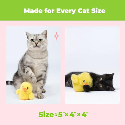 Catify Best Pet Supplies Flapping Duckling, Chick & Bird Cat Toy - Motion-Activated Wings, Realistic Chirps, Catnip-Infused Plush, USB-Rechargeable Indoor Cats & Kittens, Self-Play Enrichment - Yellow - color: Duckling Yellow
