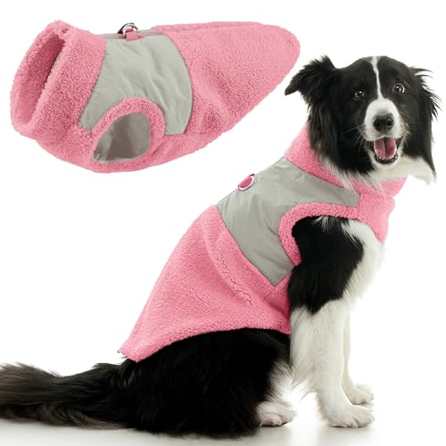 Gooby Zip Up Sherpa Vest - Pink, X-Large - Two Tone Fuzzy Fleece Dog Sweater with Built-in Harness and Extra Security for Small Dog and Medium Dog - color: Pink, size: X-Large (~26.25")