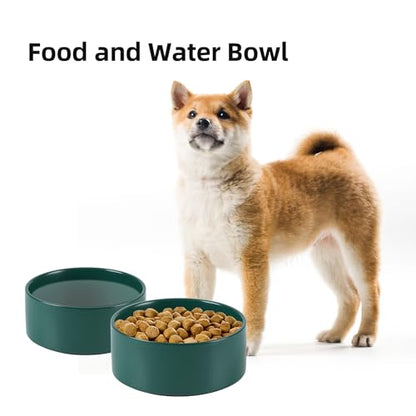 Havniva 6.1” Ceramic Dog Bowls, Dog Food and Water Bowl for Small & Medium Dogs, Durable Dog Water Bowl with Non-Slip Rubber Base Large Capacity Pet Feeding Bowl - color: Matte Dark Green, size: 6.1 Inch