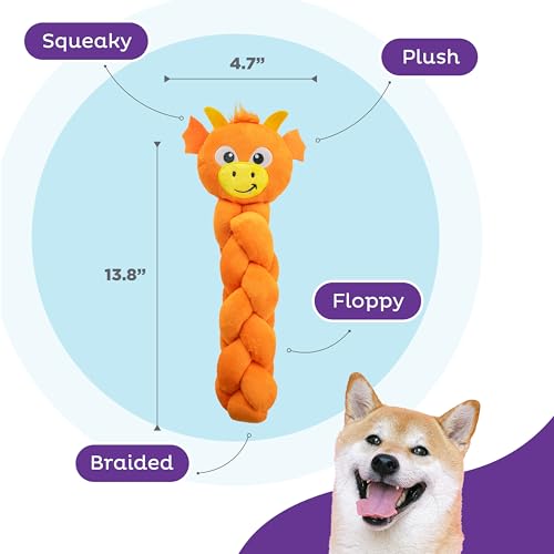 Outward Hound by Nina Ottosson Twistiez Interactive Plush Dog Treat Puzzle, Dragon, Orange - color: Twistiez Dragon