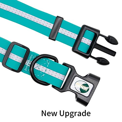 NIMBLE Dog Collar Waterproof Pet Collars Anti-Odor Durable Adjustable PVC & Polyester Soft with Reflective Cloth Stripe Basic Dog Collars S/M/L Sizes (Small (9.45”-14.17”inches), Emerald Green) - color: Emerald Green, size: Small (9.45”-14.17”inches)