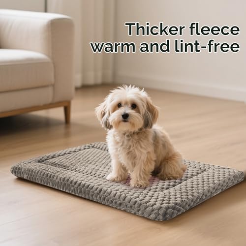 Dog Bed Crate Mat, Soft Durable Washable Anti-Slip Kennel Pad for Dogs & Cats, Reversible (Light Gray, S(24"*18"*1.5")) - color: Light Gray, size: S(24"*18"*1.5")
