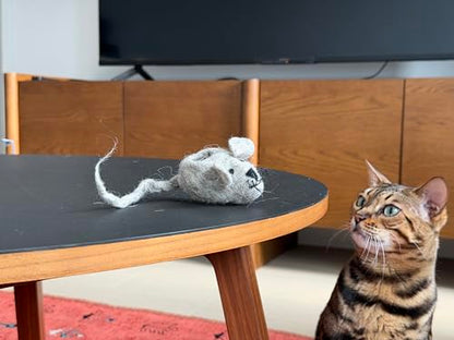Albert & Mia HUNTIES — Cat Treat Puzzle Dispenser Toy, Cat Puzzle Feeder Toy for Slower Eating Training, Keeps Kitten Busy & Prevents Overeating, Small Interactive Food Toys for Cats (3 Wool Mice Set)