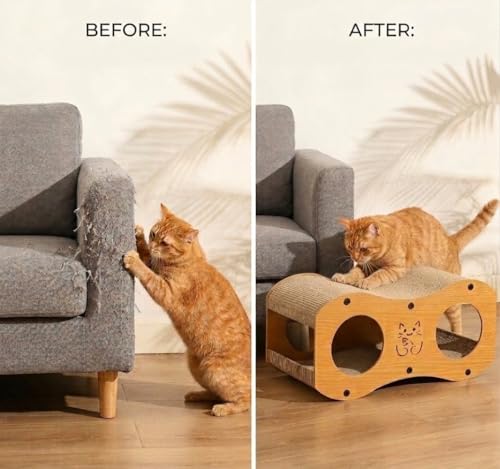 Cat Scratcher | Cardboard Cats Scratcher House | 23-Inch Cat Scratcher for Indoor Cats | Wavy Scratcher for Play, Scratch and Rest | Kitten Scratching Board Pad