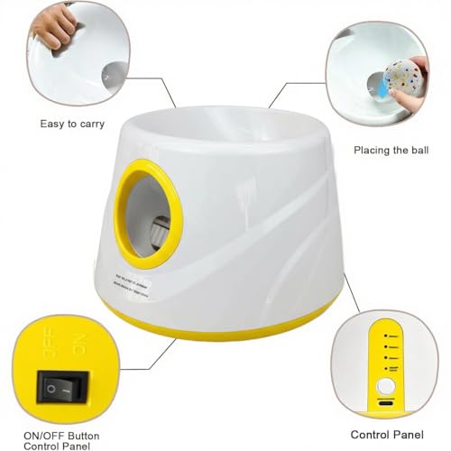 Automatic Ball Launcher for Dogs, Dog Ball Launcher with 6 ETPU 2.3” Balls, Adjustable Distance Thrower for Indoor & Outdoor Fetch Play, Interactive Pet Toy for Small & Medium Dogs