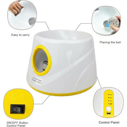 Automatic Ball Launcher for Dogs, Dog Ball Launcher with 6 ETPU 2.3” Balls, Adjustable Distance Thrower for Indoor & Outdoor Fetch Play, Interactive Pet Toy for Small & Medium Dogs
