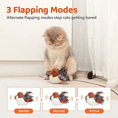 Potaroma Cat Toys Rechargeable Flapping Bird Sparrow, Lifelike Chirp Tweet, Touch Activated Kitten Toy Interactive Cat Exercise Toys for All Breeds Cat Kicker Catnip Toys 4.0 Inches - size: 4.0 inches, style: Sparrow