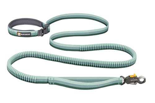 Ruffwear, Roamer Lock Dog Leash, Hands-Free Waist Option, Auto-Locking Talon Clip, Shock-Absorbing Stretch, Padded Handle, Traffic Handle, Trail-Tough for Any Adventure, River Rock Green, 7.3'-11' - color: River Rock Green, size: 7.3'-11'