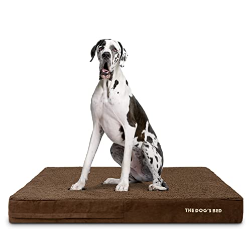 The Dog’s Bed Orthopedic Memory Foam Dog Bed for XXL Dogs, Waterproof Washable Cover, Anti-Slip Base, Calming Surface – CertiPUR-Certified Foam, Brown Plush, 6 Inch Thick - color: Brown Plush, size: XXL Beds (6" deep)
