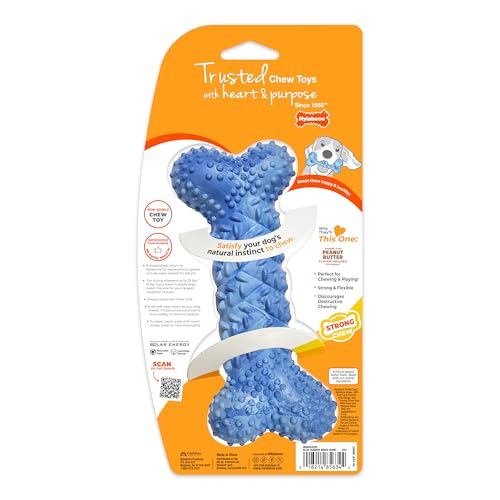 Nylabone Braid Bone Strong Chew Toy for Dogs, Natural Rubber Dog Toy for Moderate & Aggressive Chewers, Peanut Butter Flavor, Medium Dogs - Up to 35 lbs, 1 Count - size: Medium