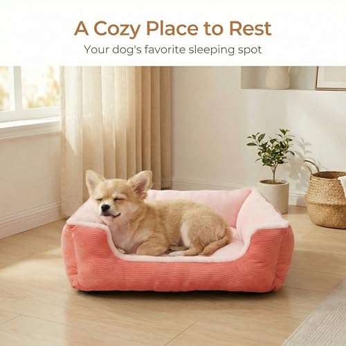 Tiny Dog Bed 18 Inch for Extra Small Dogs, Soft Rectangle Puppy Bed with Plush Surface, Washable Small Pet Bed,Pink - color: Pink, size: 18"x14"x4"
