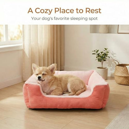 Tiny Dog Bed 18 Inch for Extra Small Dogs, Soft Rectangle Puppy Bed with Plush Surface, Washable Small Pet Bed,Pink - color: Pink, size: 18"x14"x4"