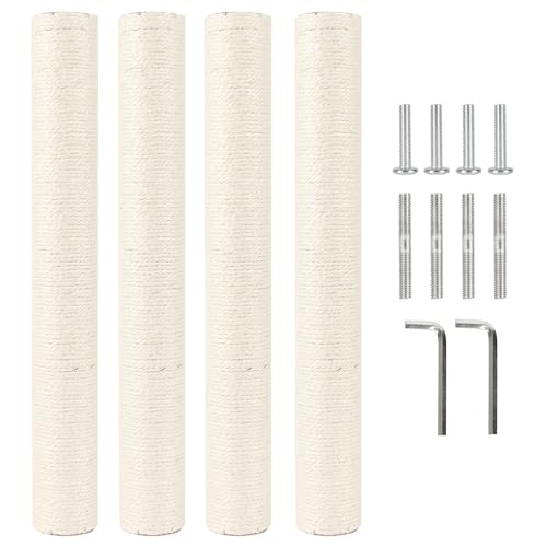 4 Pcs 2.9in 7.4cm Diameter Cat Tree Scratching Post Replacement Parts Sisal Pole (M8, 21.7in/55cm) - color: 21.7in/55cm, size: M8*4posts