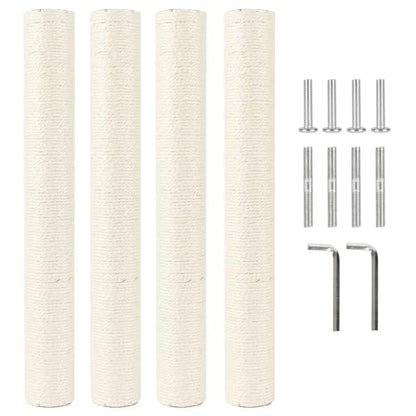 4 Pcs 2.9in 7.4cm Diameter Cat Tree Scratching Post Replacement Parts Sisal Pole (M8, 21.7in/55cm) - color: 21.7in/55cm, size: M8*4posts