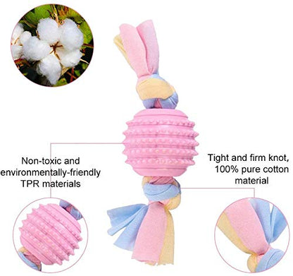 Dog Chew Toys, 7pcs Dog Puppies Teething Chewing Toy Set with Ball and Colorful Ropes, Interactive Pet Toys for Small and Medium Dogs (Pink) - color: Pink