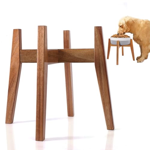 Elevated Dog Bowl Stand, Xlarge Raised Dog Bowl Station for Large Breed Pets, Dog Bowl Holder Fits Up to 11-inches Diameter 100 oz Bowl, for Water Fountain and Dishes, Acacia Wooden, Stand Only - color: XLarge - 1 Pack