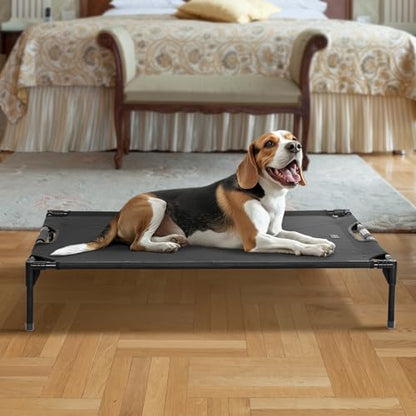 Petsfit Elevated Dog Bed for Large Dogs – Patented Anti-Sag Tension Bar, Cooling Raised Dog Cot for Outdoor/Camping/Indoor, Teslin Mesh, Non-Slip Frame, 42" - size: M-42"