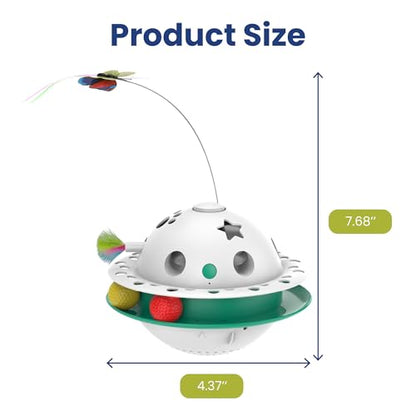 PAWSPIK Triple Chase 4-in-1 Interactive Cat Toy – Tumbling, Butterfly, Feather & Catnip Ball Play – Motion Activated, USB or Battery Powered