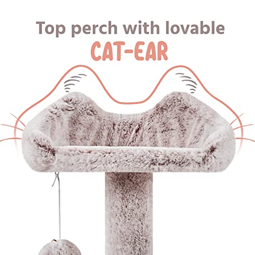 Yaheetech 54in Cat Tree, Cat Tower with Double Condo, Sisal Scratching Posts, and Dangling Balls, Pet Furniture Kitten Play House - color: Brown/White, size: 54in