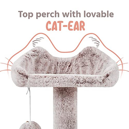 Yaheetech 54in Cat Tree, Cat Tower with Double Condo, Sisal Scratching Posts, and Dangling Balls, Pet Furniture Kitten Play House - color: Brown/White, size: 54in