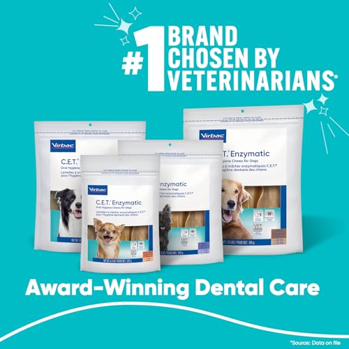 Virbac C.E.T.® Enzymatic Oral Hygiene Chews for Dogs, Medium - Plaque & Tartar Control - Single Layer Beefhide with Exclusive Dual-Enzyme System & Tasty Chicken Flavor - Easy to Give Dog Dental Chew - size: 12.8 Ounce (Pack of 1)