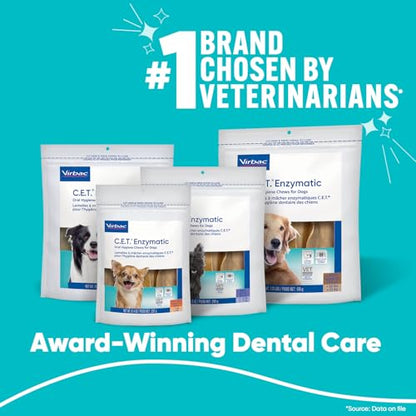 Virbac C.E.T.® Enzymatic Oral Hygiene Chews for Dogs, Medium - Plaque & Tartar Control - Single Layer Beefhide with Exclusive Dual-Enzyme System & Tasty Chicken Flavor - Easy to Give Dog Dental Chew - size: 12.8 Ounce (Pack of 1)