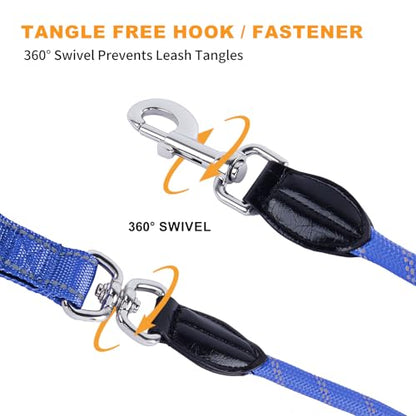 10FT Hands Free Dog Leash for Small Medium Large Dogs, Heavy Duty Reflective Dog Leash with Traffic Handle, Seat Belt Buckle & Poop Bag Holder (Navy Blue) - color: Navy Blue, size: 10FT