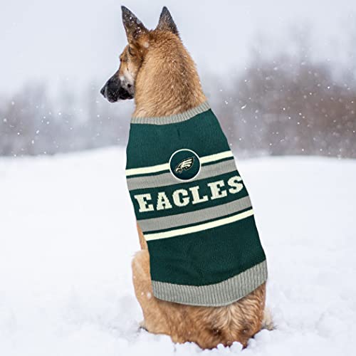 NFL Philadelphia Eagles Dog Sweater, Size Medium. Warm and Cozy Knit Pet Sweater with NFL Team Logo, Best Puppy Sweater for Large and Small Dogs - color: Philadelphia Eagles, size: Medium