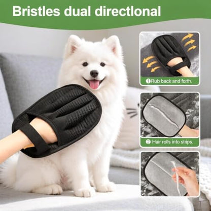 2pcs 2026 Upgraded Five-Finger Electrostatic Pet Hair Removal Gloves for Cats & Dogs, Reusable Pet Hair Remover for Laundry, Couch, Carpet, Car Seat, Furniture - Grooming & Cleaning Glove Set