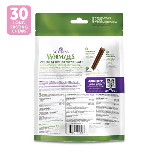 Wellness WHIMZEES Puppy Natural Dog Dental Treat, Chews, Freshens Breath, Extra-Small/Small Size, 7.9 oz Bag, 30 Count - size: 30 Count (Pack of 1)