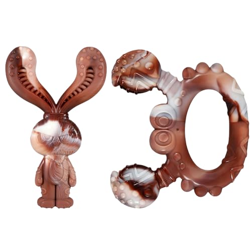 Indestructible Dog Toys for Aggressive Chewers, Tough and Durable Chew Toys for Large Medium Dogs, Interactive Dog Chew Toys to Keep Them Busy (E Rabbit+Crab) - color: E Rabbit+Crab
