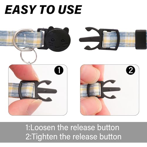 6 Pcs Cat Collar Breakaway with Bow Tie and Bell Kitten Collars Removable Bowtie Plaid Cat Collar for Cats Kittens Puppy (Cute) - style: Cute