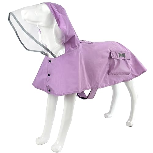 Waterproof Dog Raincoat, Adjustable Reflective Lightweight Pet Rain Clothes with Poncho Hood(Small, Light Purple) - color: Light Purple, size: Small(9-13lb)
