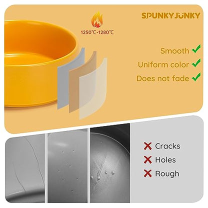 SPUNKYJUNKY 13.5OZ Ceramic Dog and Cat Bowl, Modern Cute Weighted Food Water Bowl for Replacement Yellow (1 Pack) - color: Yellow, size: 1.7 CUPS