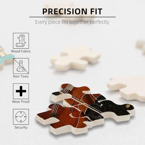 1000 Pieces Jigsaw Puzzles for Adults, All Women are Created Equal Only The Coolest Play Cello Art Puzzle, Stress Relief Logical Thinking Brain Teaser Puzzle 29.5x19.7 Inch - color: Wooden Puzzle1, size: 1000 Piece pcs