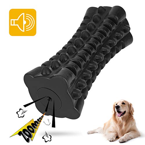 Indestructible Squeaky Dog Toy – Tough Rubber Chew Toy for Aggressive Large Dogs, Durable and Safe for Interactive Play - color: Black