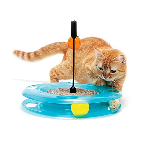 Kitty City Swat Ball Track Cat Toy, 3 Toys in 1 Cat Toy for Cat and Kitty, Ball Track Cat Toy with Hanging Ball and Scratch Pad, 10.5" x 12.00" x 12.00, CM-0209-CS01 - color: D) Medium Scratcher