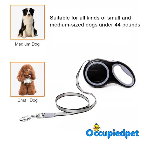 Retractable Dog Leash,16ft Dog Walking Leash Strong Nylon Tape and Anti Slip Handle One-Handed Brake No Tangle for Small Dogs Up to 44lbs.（Gray） - color: Gray